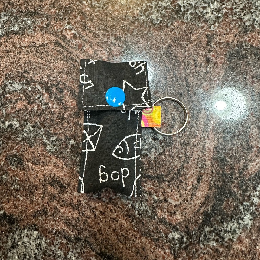 Handmade lip balm holder keychain- chalkboard design